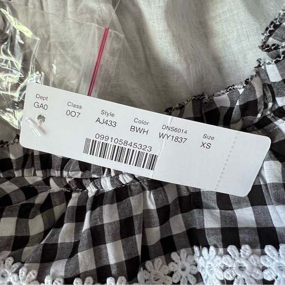 J Crew Gingham Blouse Womens XS Daisy Chain Boho Peasant Feminine Casual - Picture 8 of 10